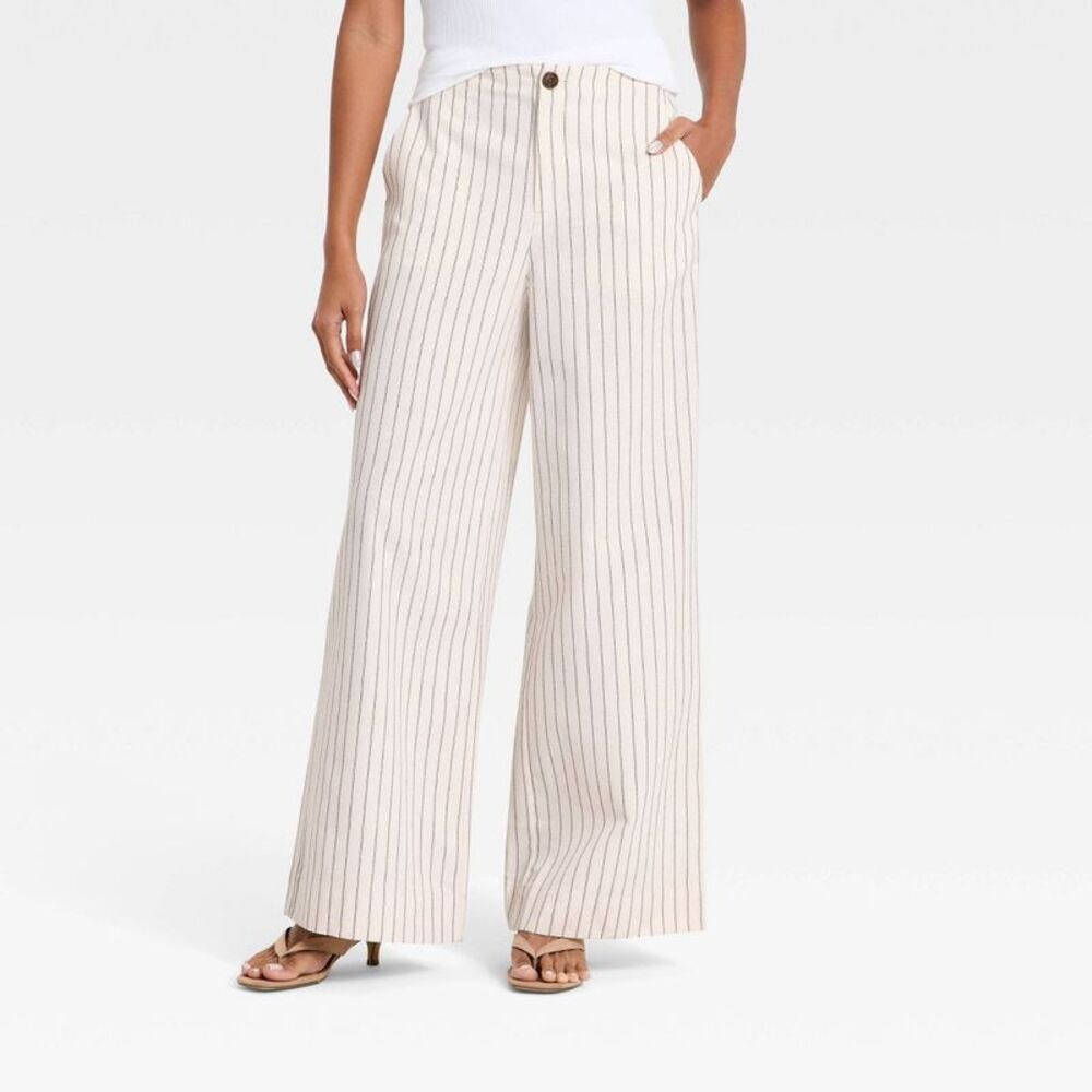 a new day Cream Pinstripe Wide Leg Pants